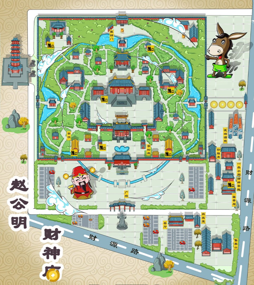 华龙寺庙类手绘地图
